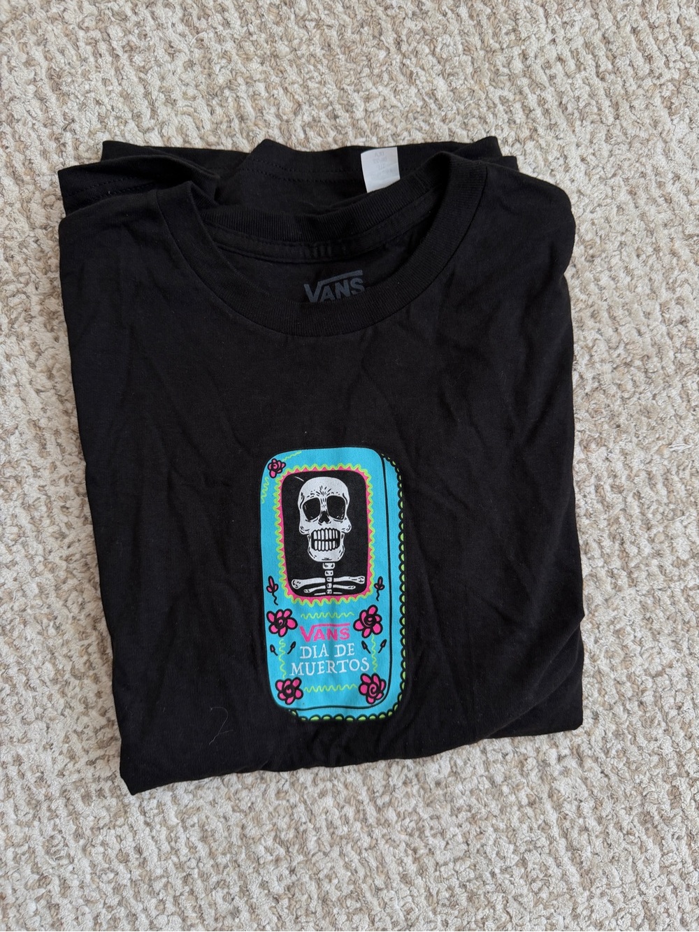 Vans Black Tee with Colorful Skull Graphic